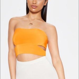Pretty little thing orange slit tube top